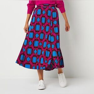 Geometric Patterned Pink and Blue Skirt